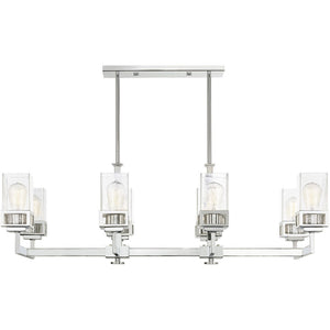HomeRoots Eight Light Dimmable Chandelier - Modern Cylindrical Design with Fabric Shades for Elegant Spaces 687178