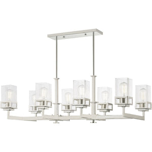 HomeRoots Eight Light Dimmable Chandelier - Modern Cylindrical Design with Fabric Shades for Elegant Spaces 687178