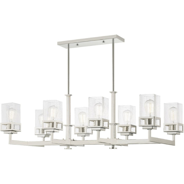 HomeRoots Eight Light Dimmable Chandelier - Modern Cylindrical Design with Fabric Shades for Elegant Spaces 687178