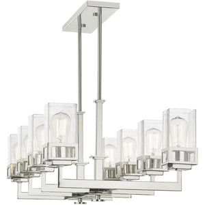 HomeRoots Eight Light Dimmable Chandelier - Modern Cylindrical Design with Fabric Shades for Elegant Spaces 687178