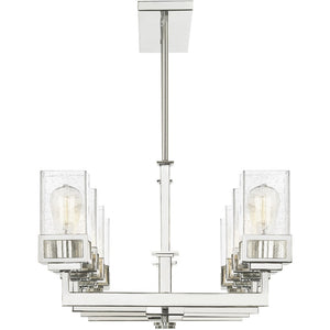 HomeRoots Eight Light Dimmable Chandelier - Modern Cylindrical Design with Fabric Shades for Elegant Spaces 687178
