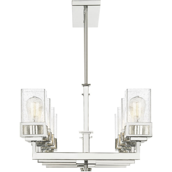 HomeRoots Eight Light Dimmable Chandelier - Modern Cylindrical Design with Fabric Shades for Elegant Spaces 687178