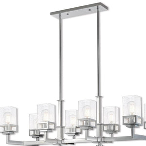 HomeRoots Eight Light Dimmable Chandelier - Modern Cylindrical Design with Fabric Shades for Elegant Spaces 687178