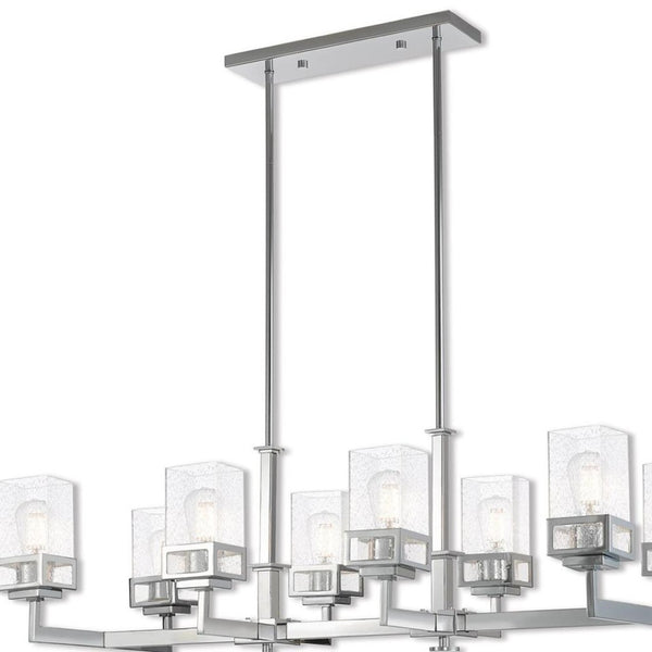 HomeRoots Eight Light Dimmable Chandelier - Modern Cylindrical Design with Fabric Shades for Elegant Spaces 687178