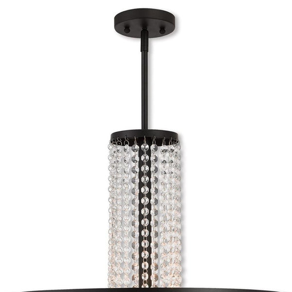 HomeRoots Bronze Five-Light Dimmable Chandelier with Elegant Cylinder Shades for Modern Home Decor & Ambiance 687179