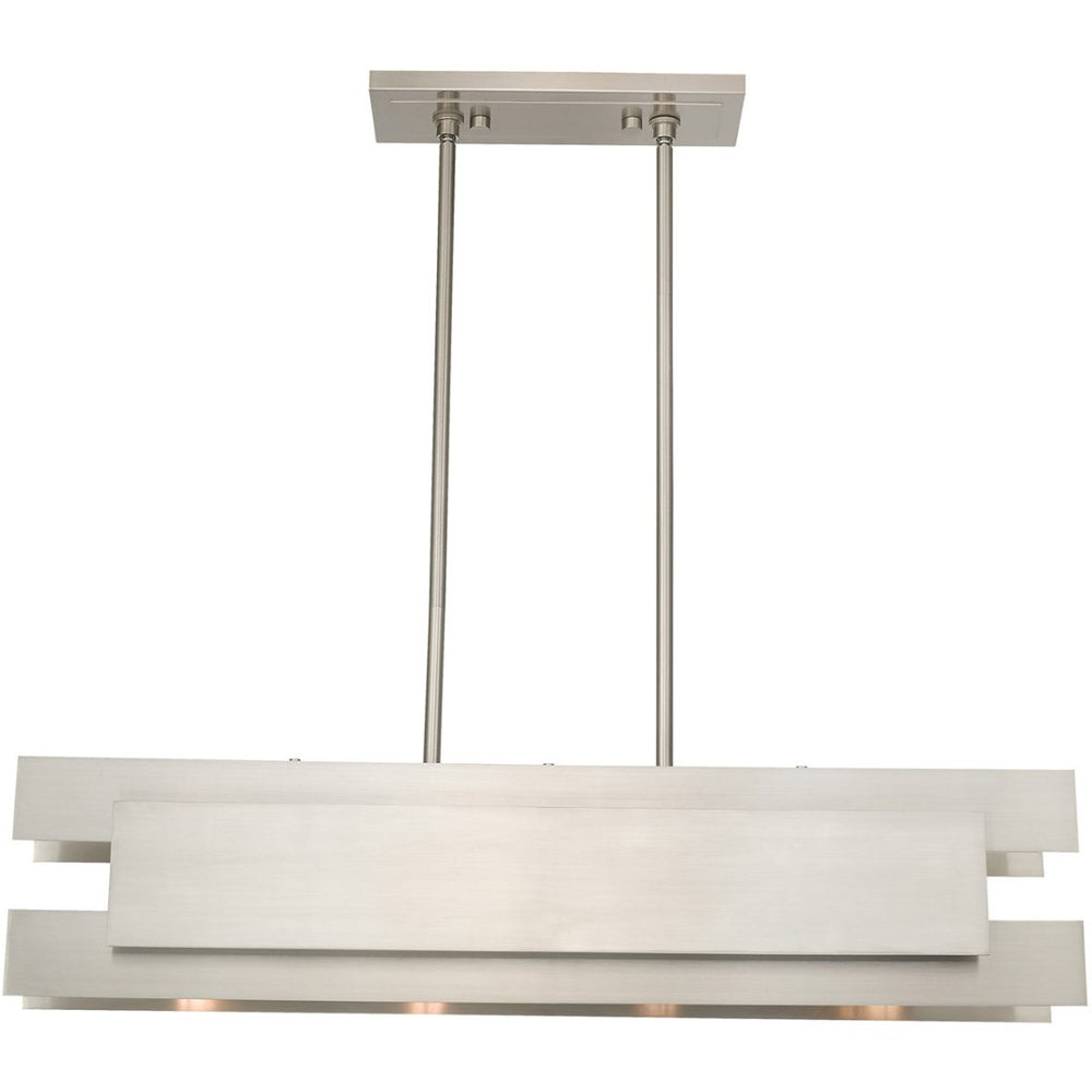 HomeRoots Four Light Dimmable Chandelier - Modern Cylindrical Shades for Stylish Ambiance in Any Space 687181