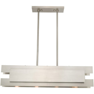 HomeRoots Four Light Dimmable Chandelier - Modern Cylindrical Shades for Stylish Ambiance in Any Space 687181