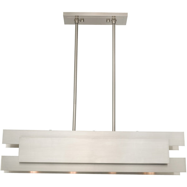 HomeRoots Four Light Dimmable Chandelier - Modern Cylindrical Shades for Stylish Ambiance in Any Space 687181