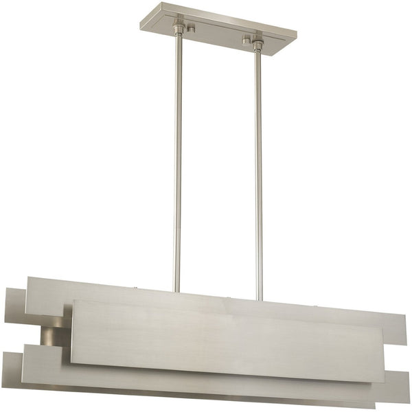 HomeRoots Four Light Dimmable Chandelier - Modern Cylindrical Shades for Stylish Ambiance in Any Space 687181
