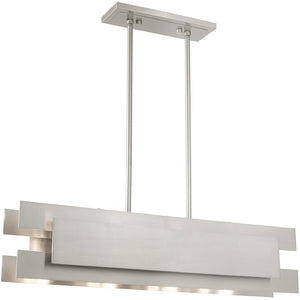 HomeRoots Four Light Dimmable Chandelier - Modern Cylindrical Shades for Stylish Ambiance in Any Space 687181