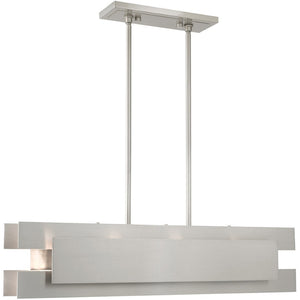 HomeRoots Four Light Dimmable Chandelier - Modern Cylindrical Shades for Stylish Ambiance in Any Space 687181