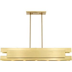 HomeRoots Five Light Dimmable Chandelier - Modern Cylindrical Design with Shades for Dining & Living Spaces 687182