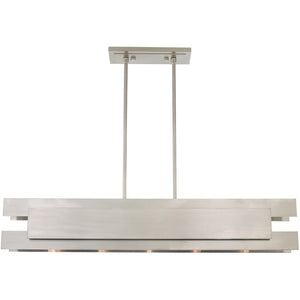 HomeRoots Five Light Dimmable Chandelier - Modern Cylindrical Shades for Elegant Ambiance & Versatile Style 687183