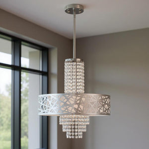 HomeRoots Four Light Dimmable Chandelier - Modern Cylinder Design with Steel Shades for Stylish Illumination 687184