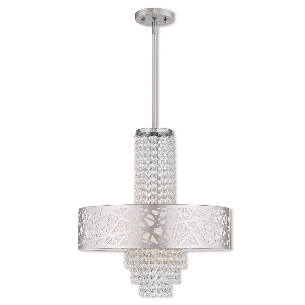 HomeRoots Four Light Dimmable Chandelier - Modern Cylinder Design with Steel Shades for Stylish Illumination 687184