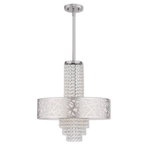 HomeRoots Four Light Dimmable Chandelier - Modern Cylinder Design with Steel Shades for Stylish Illumination 687184