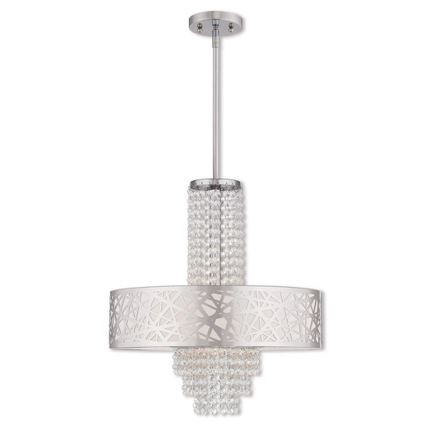 HomeRoots Four Light Dimmable Chandelier - Modern Cylinder Design with Steel Shades for Stylish Illumination 687184