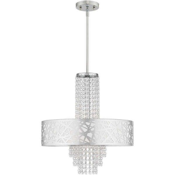 HomeRoots Four Light Dimmable Chandelier - Modern Cylinder Design with Steel Shades for Stylish Illumination 687184