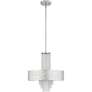 HomeRoots Four Light Dimmable Chandelier - Modern Cylinder Design with Steel Shades for Stylish Illumination 687184