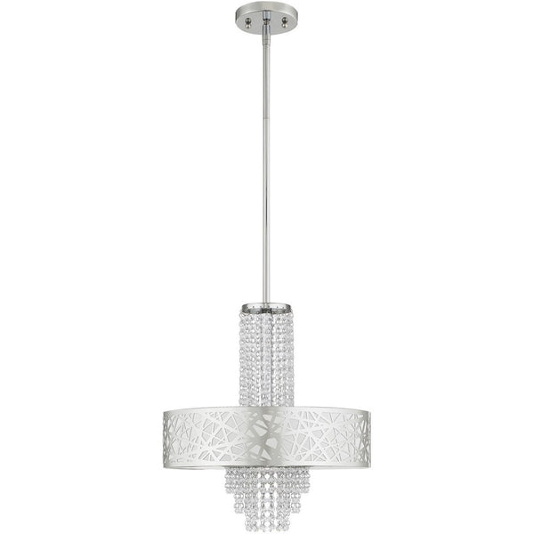 HomeRoots Four Light Dimmable Chandelier - Modern Cylinder Design with Steel Shades for Stylish Illumination 687184