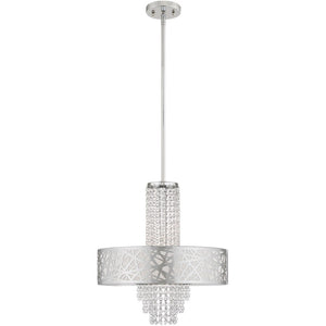 HomeRoots Four Light Dimmable Chandelier - Modern Cylinder Design with Steel Shades for Stylish Illumination 687184