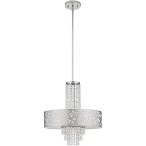 HomeRoots Four Light Dimmable Chandelier - Modern Cylinder Design with Steel Shades for Stylish Illumination 687184