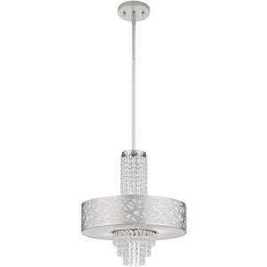 HomeRoots Four Light Dimmable Chandelier - Modern Cylinder Design with Steel Shades for Stylish Illumination 687184