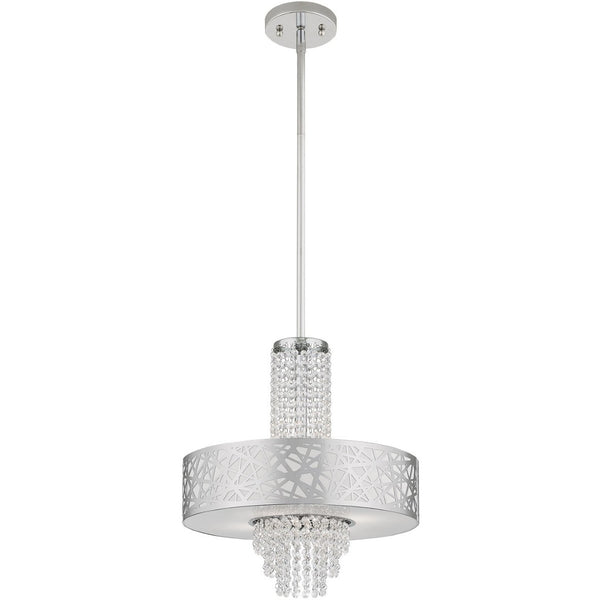 HomeRoots Four Light Dimmable Chandelier - Modern Cylinder Design with Steel Shades for Stylish Illumination 687184