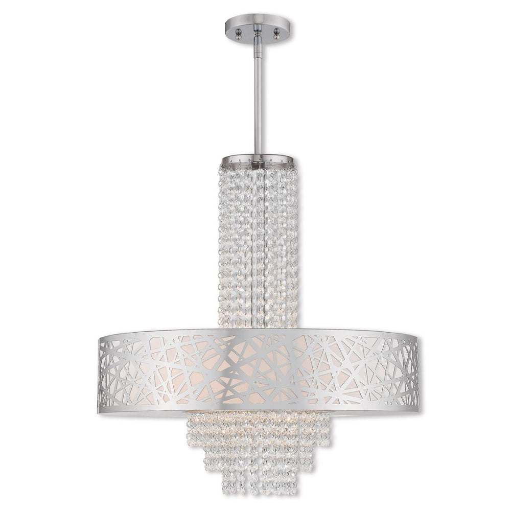 HomeRoots Five Light Dimmable Chandelier - Modern Steel Shades for Elegant Ambiance in Any Space 687185