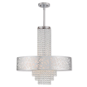 HomeRoots Five Light Dimmable Chandelier - Modern Steel Shades for Elegant Ambiance in Any Space 687185