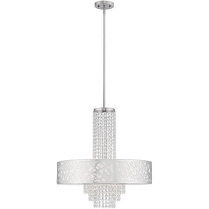 HomeRoots Five Light Dimmable Chandelier - Modern Steel Shades for Elegant Ambiance in Any Space 687185