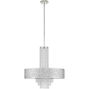HomeRoots Five Light Dimmable Chandelier - Modern Steel Shades for Elegant Ambiance in Any Space 687185