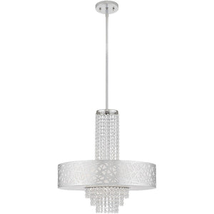 HomeRoots Five Light Dimmable Chandelier - Modern Steel Shades for Elegant Ambiance in Any Space 687185