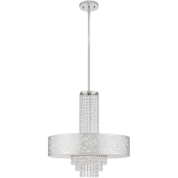 HomeRoots Five Light Dimmable Chandelier - Modern Steel Shades for Elegant Ambiance in Any Space 687185