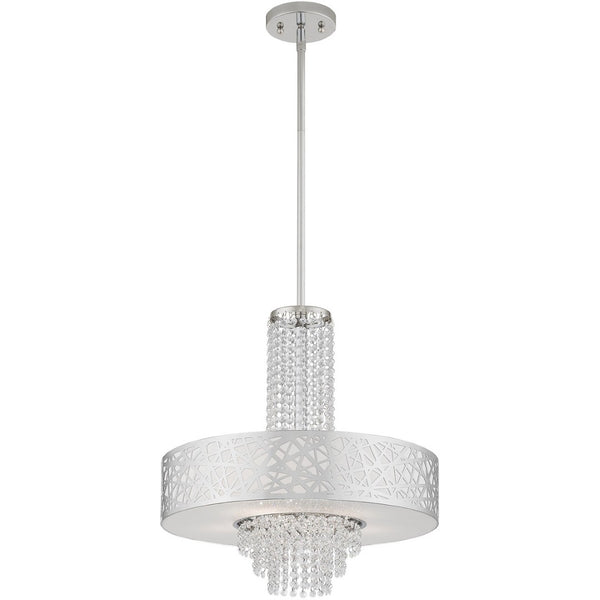 HomeRoots Five Light Dimmable Chandelier - Modern Steel Shades for Elegant Ambiance in Any Space 687185