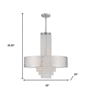 HomeRoots Five Light Dimmable Chandelier - Modern Steel Shades for Elegant Ambiance in Any Space 687185