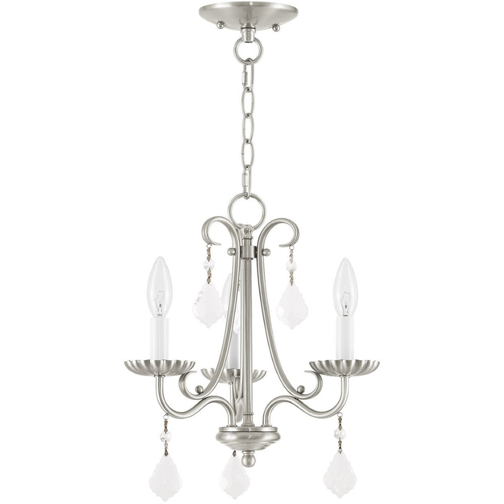 HomeRoots Nickel Three-Light Dimmable Chandelier with Sleek Cylinder Shades for Modern Home Illumination 687186