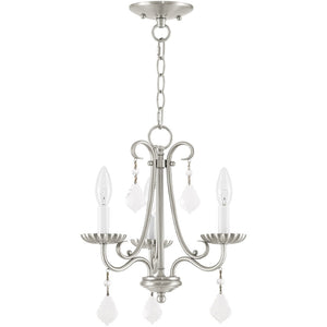 HomeRoots Nickel Three-Light Dimmable Chandelier with Sleek Cylinder Shades for Modern Home Illumination 687186