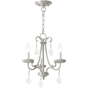 HomeRoots Nickel Three-Light Dimmable Chandelier with Sleek Cylinder Shades for Modern Home Illumination 687186