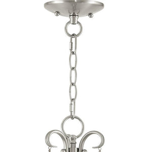 HomeRoots Nickel Three-Light Dimmable Chandelier with Sleek Cylinder Shades for Modern Home Illumination 687186