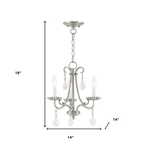 HomeRoots Nickel Three-Light Dimmable Chandelier with Sleek Cylinder Shades for Modern Home Illumination 687186