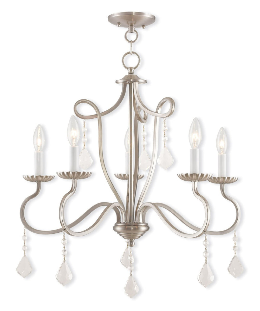 HomeRoots Five Light Dimmable Chandelier with Unique Cylindrical Shades for Modern Home Décor and Ambiance 687188