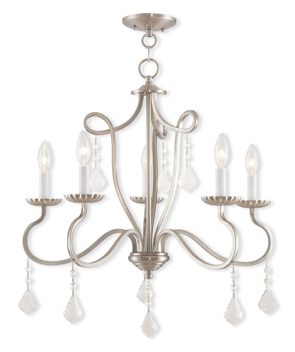 HomeRoots Five Light Dimmable Chandelier with Unique Cylindrical Shades for Modern Home Décor and Ambiance 687188