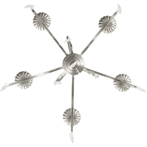 HomeRoots Five Light Dimmable Chandelier with Unique Cylindrical Shades for Modern Home Décor and Ambiance 687188