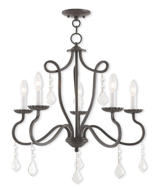 HomeRoots Five Light Dimmable Chandelier with Modern Cylinder Shades for Stylish Ambiance in Any Room 687189