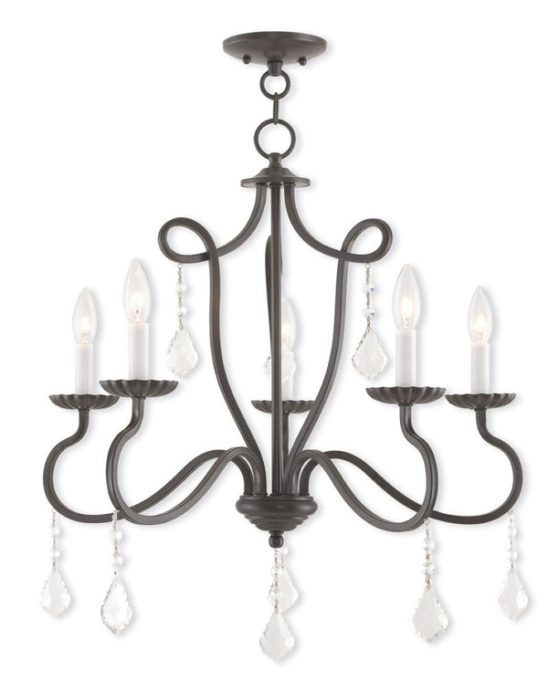 HomeRoots Five Light Dimmable Chandelier with Modern Cylinder Shades for Stylish Ambiance in Any Room 687189