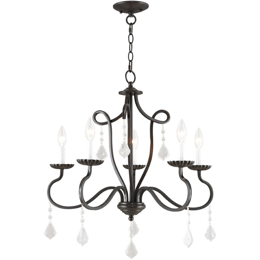 HomeRoots Five Light Dimmable Chandelier with Modern Cylinder Shades for Stylish Ambiance in Any Room 687189