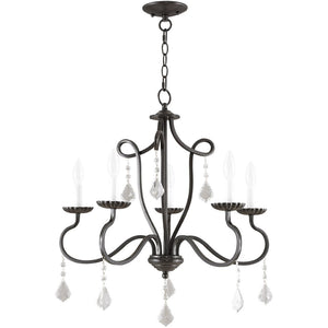 HomeRoots Five Light Dimmable Chandelier with Modern Cylinder Shades for Stylish Ambiance in Any Room 687189