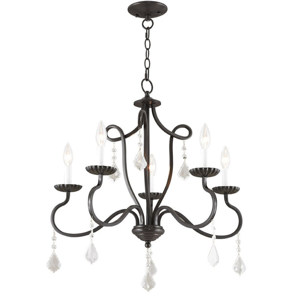 HomeRoots Five Light Dimmable Chandelier with Modern Cylinder Shades for Stylish Ambiance in Any Room 687189