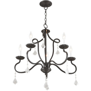 HomeRoots Five Light Dimmable Chandelier with Modern Cylinder Shades for Stylish Ambiance in Any Room 687189